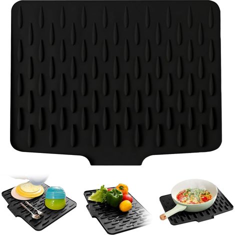 1 Tapis égouttoir, Silicone antidérapant, Structure rainurée, Résistant chaleur 230°C, Cuisine (1/5)