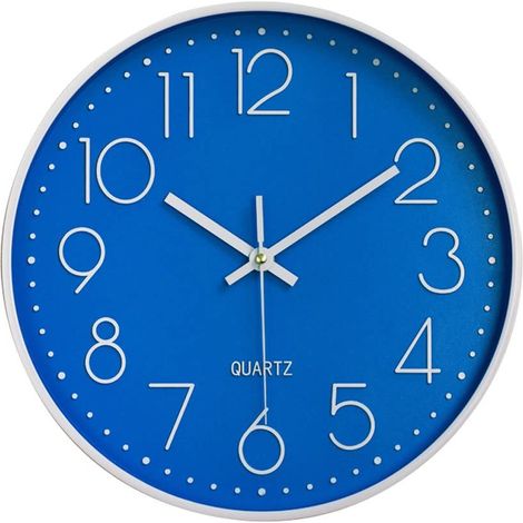 Horloge murale silencieuse, réveil pour salon/cuisine/salle de bain/chambre d'enfant/chambre à coucher, 30 cm (1/5)
