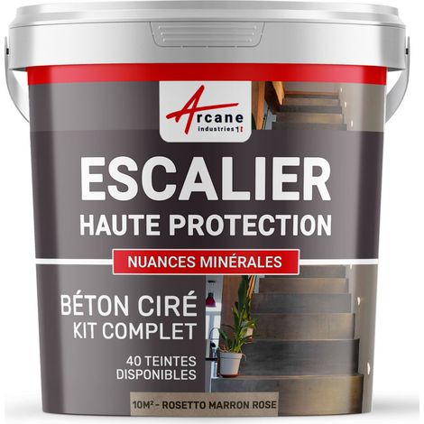 Béton ciré escalier, kit complet - 10 m² (en 2 couches) Rosetto Marron Rose - ARCANE INDUSTRIES