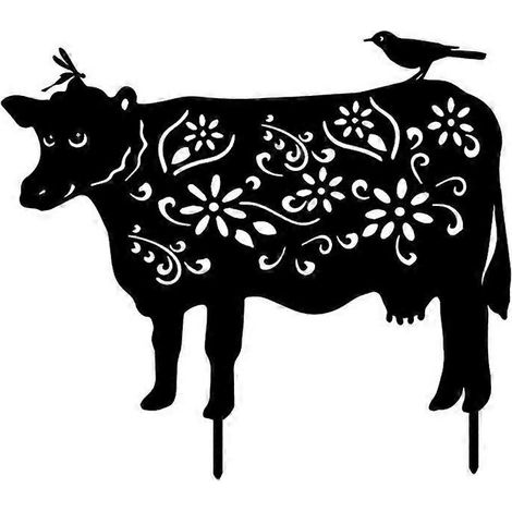 Hohle Blumen-Kuh-Garten-Silhouette-Pfähle aus Acryl für die Gartendekoration zu Hause, für Schilder, Gartenwege