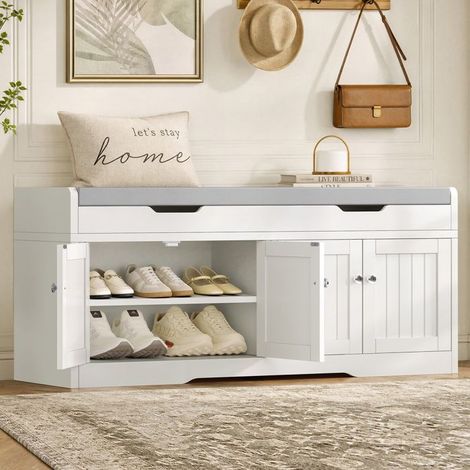 Banc à chaussures - Buffet - Rembourré - Avec portes - Étagères réglables