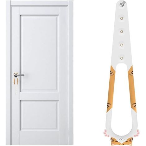 38cm Door Latch for Cats Keep Dogs Out Adjustable Door Holder Prop Multifunctional Elastic Pet Pinch Guard Cat Proof Lever for Storage Room Pet Safety Lock for Home Use (1/4)