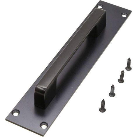 Poignées de porte coulissante, poignée de porte montée en surface, ensemble de plaques de poussée, bouton de porte d'armoire en métal, noir (1/5)
