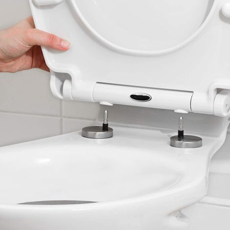 Lunette WC Clipsable Blanche avec Fermeture Douce  Abattant WC Universel à Déclipsage Rapide  Lunette de Toilette Ovale Thermodur Résistante, Cuvette Toilette Clipsable Facile à Nettoyer