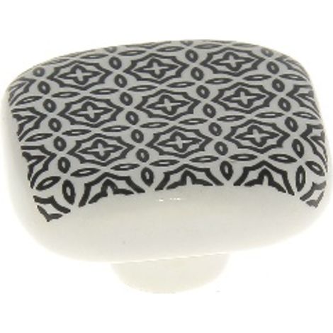 BOUTON CERAM.CARREAU CIMENT 40MM CARRE ROSACE NOIRE (1/3)