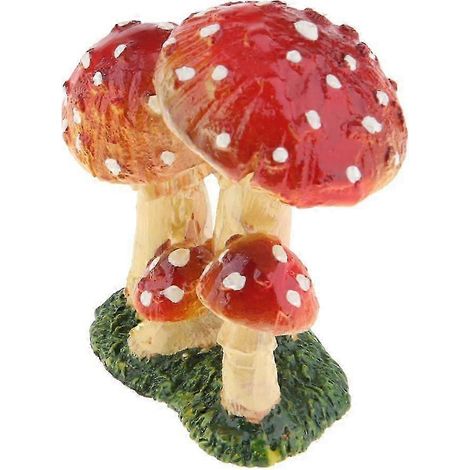 Décoration de jardin féerique : statue de champignon et figurines miniatures de fées en résine. Artisanat en résine.-Yellow Red C