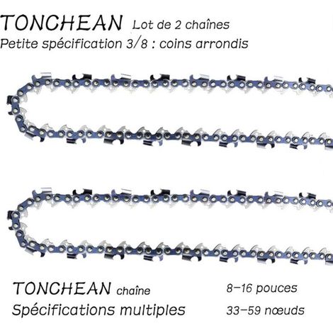 Guide et chaîne pour tronçonneuse,Lot de 2 chaînes de tronçonneuse Faible Rebond 3/8"LP 42 maillons pour tronçonneuse (10pouces)Lame à 21 sections——Coins arrondis,de