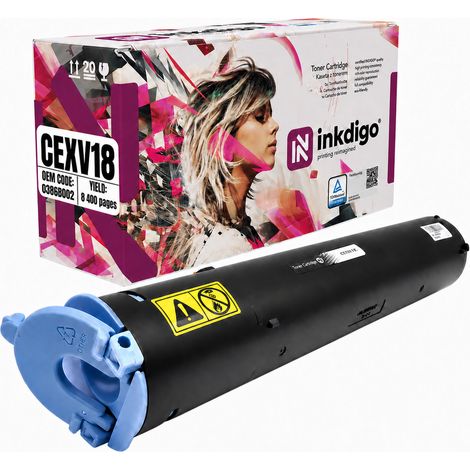 Toner Inkdigo CEXV18 compatibile con Canon Imagerunner1018 e Imagerunner1022F, certificato TÜV. (1/5)