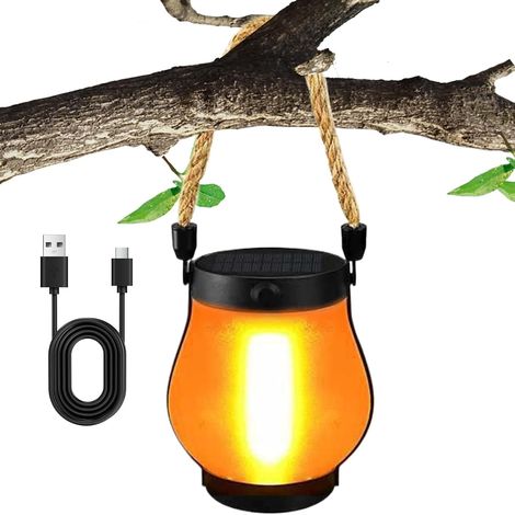 Lanternes d'extérieur  Lanterne solaire à flamme  Lampe rechargeable pour décoration d'intérieur pour anniversaire, jardin, cour, pelouse, arbre, porche, terrasse, camping, fenêtre intérieure