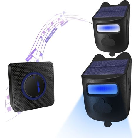 Alarma solar para entrada de vehículos  , sistema de alerta de seguridad con detector de movimiento inalámbrico de largo alcance para exteriores con 1 receptor y 2 detectores (1/5)
