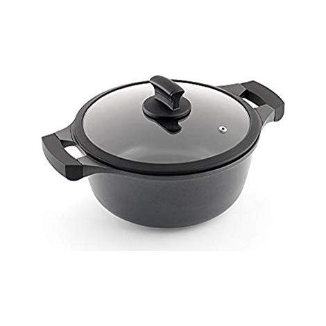 Metaltex XPERT - Casserole Haute en Aluminium Fondu 20 cm avec Couvercle de Verre Trempé (1/4)