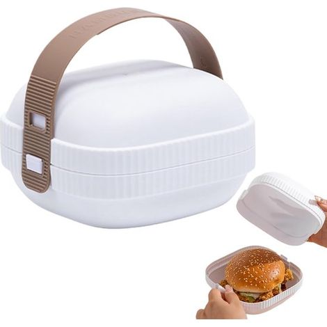 Contenitori riutilizzabili per panini - scatola portatile per hamburger, contenitore per alimenti  Portapranzo da asporto con coperchio, scatola per confezionare pane, sushi, picnic, attività all'aper (1/5)