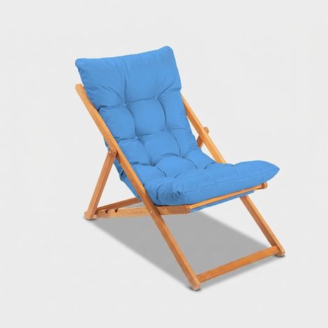 Silla tumbona plegable de madera de haya Velkar - Azul Marino