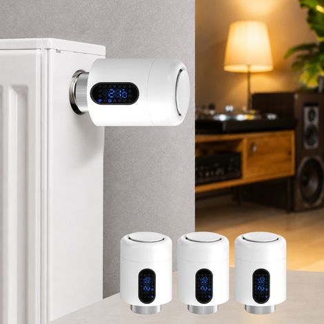 Jiubiaz Termostato connesso per radiatore, 6 modalità e rilevamento finestra, Bianco, Set da 3 (1/5)