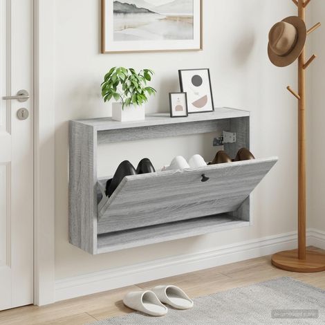 vidaXL Wall-Mounted Shoe Cabinet BREDA 71 x 17 x 43 cm Engineered Wood (1/5)