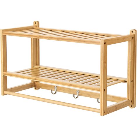 Étagère murale pour salle de bain bambou 30 x 55 x 22,5 cm naturel (1/5)
