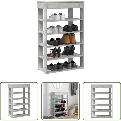 Schuhablage - Schuhregal Betongrau 60x30x98 cm Holzwerkstoff (1/5)