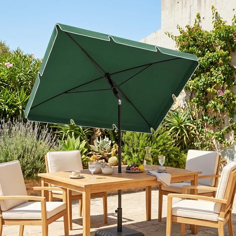 Sombrilla de Terraza de Aluminio 2x1,3x2,5 m Parasol de Jardín Rectangular con Función de Inclinación Verde (1/5)