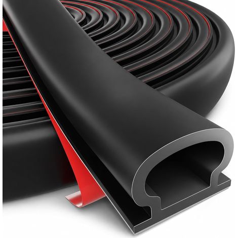 Joint Autocollant pour porte d'Entrée et fenêtre, Profil D 12,2 m, noir (1/5)