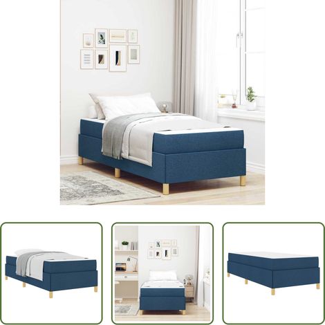 vidaXL Matelas - Cadre de lit avec matelas Bleu 80 x 200 cm tissu (1/5)