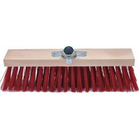 Topcar – Balai cantonnier synthétique rouge 40cm – Douille métal galva diamètre 28 – Pour chantiers humides – 20628