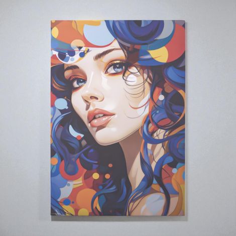 Quadro moderno verticale su tela 60x90 cm ritratto donna blu (1/3)