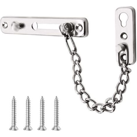 Chaînes Argenté de Porte de Sécurité Verrou de Porte Coulissant avec Vis pour Famille Hôtel Appartement