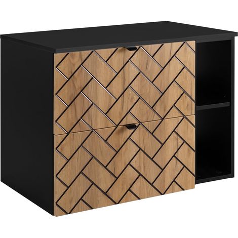 Mobile da bagno, Rovere Artigianale Dorato, 80 x 57 x 46 cm, Maniglie Nere (1/5)