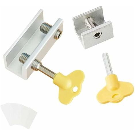 Loquet de baie coulissante, 2 PCS Serrure de fenêtre coulissante en alliage d'aluminium anti-dérapant Serrure de fenêtre de sécurité avec bloc de porte coulissante à clé Loquet coulissant po (1/5)