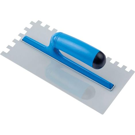 Frattazzo per colla ( 28x12 cm ) con dente da 10x10 mm e lama in acciaio - Manico ergonomico in ABS, spatola dentata, utensile professionale e fai da (1/3)