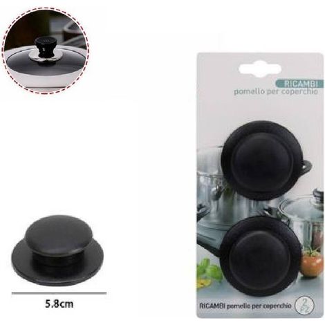 TrAdE Shop Traesio - Set 2 Pezzi Pomelli Per Coperchi Ricambi Universali Pentole Padelle Manici 66373 -