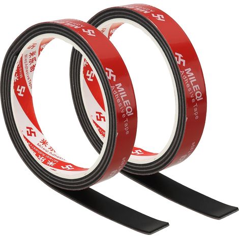 Bandes En Caoutchouc Néoprène 15mm De Large x 2mm D'Épaisseur x 1 Mètre De Long, 2Pcs Feuille En Caoutchouc Solide Autoadhésive Pour Joint D'Amortissement Bricolage Artisanat, Noir (1/5)