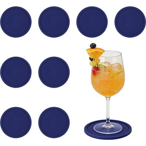 8 posavasos de silicona,diseño de silicona gruesa (0,2 pulgadas) posavasos redondos para tazas,tapetes para cerveza,10 10 0,5 cm (1/5)