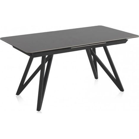 Table extensible en céramique et pieds en métal- Longueur 160-210 x Profondeur 90 x Hauteur 76 cm -JUANIO (1/4)