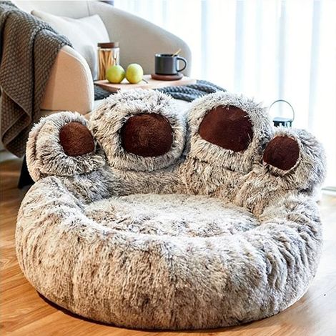 Panier Chien Chat Petite Taille 60cm,Multi-Gris Coussin Chiens Anti Stress Lavable et Antidérapant, Moelleux Lit pour Chien Peluche (1/5)