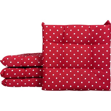 Set 4/6 Cuscini Geometrico Sedia con Lacci Prodotto Italiano 40 x 40 Pois Rosso - 4 Pezzi