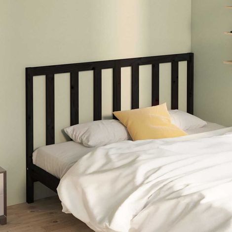 vidaXL Cabecero de cama madera maciza de pino negro 146x4x100 cm (1/5)