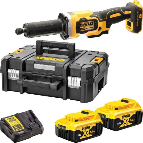 DeWALT DCG426P2 18V XR 125MM Cordless Brushless Die Grinder With 2x5Ah Batts, Charger And Case