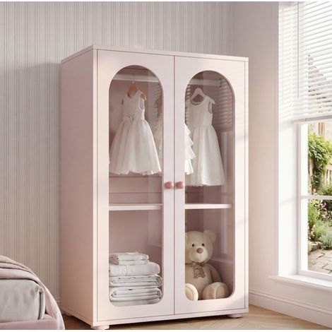 Armario infantil 2 puertas con barra MDF 80x50x120 cm OKMYHOME (1/5)
