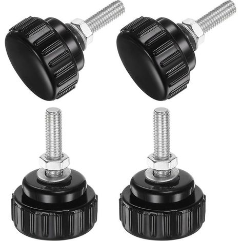 Lot de 4 Boutons Moletés à Vis M5 x 20 mm Avec Écrous et Rondelles, Bouton de Serrage à Tête en Plastique de 25 mm, Vis à Main, Noir (1/5)