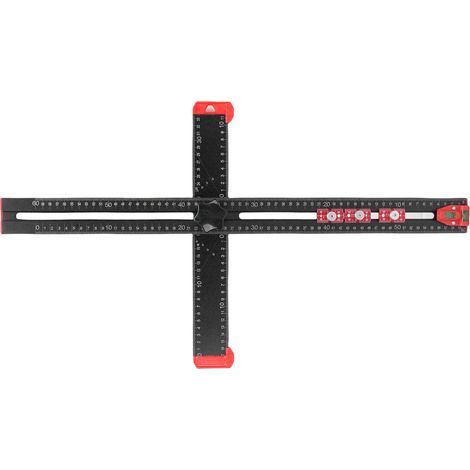 Règle de positionnement de perçage 4 en 1, carré en T multi-angle réglable de 60 cm avec 3 curseurs pour l'installation du bois noir (1/5)