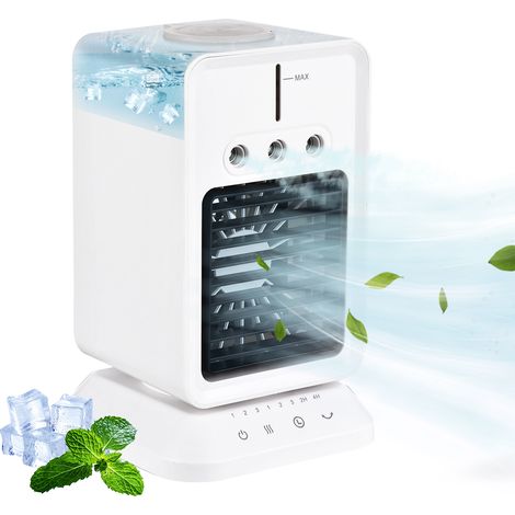 Tragbarer Mini-Luftbefeuchter mit 3 Windgeschwindigkeiten, einstellbarer Windrichtung, Timer, USB-Anschluss und Verdunstungskühlung für Zuhause, Schlafzimmer, Büro, Outdoor und Camping