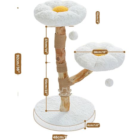 Arbre à chat, design en bois, plusieurs perchoirs, AMT0306WE, L (1/2)