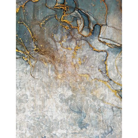 Papier peint panoramique marbre doré & bleu Tapisserie panoramique originale gris, bleu & dorée Papier peint panoramique salon & salle de bain (1/2)