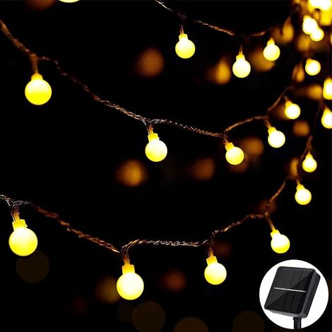 NALOOKAMIC Guirlande Lumineuse Solaire d'Extérieur avec 60 LED, 11m, 8 Modes Lampes Solaires Imperméables, Lampes de Jardin pour Jardin, Fête, Noël, Décoration (Blanc Chaud) (1/5)