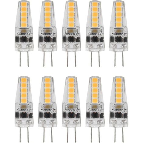 10pcs Ampoules LED G4, 2W 3000K AC 12-24V Ampoules à Intensité Variable pour Lustre Plafonnier Lampe de Table Blanc Chaud (1/4)