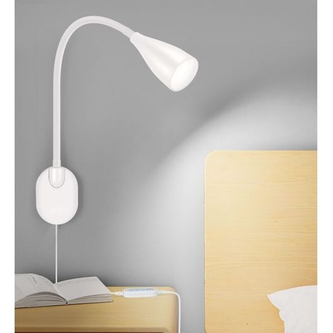 Lampe de lecture de chevet LED murale dimmable ACKERMAN, lampe de chevet et de table USB, veilleuse pour chambre, idéale pour lire des livres sur la table de chevet (blanc) (1/5)