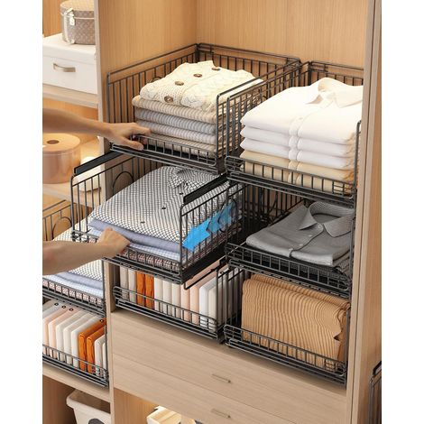 3 Organiseurs de Placard, Rangement Pliable 40 cm de Profondeur