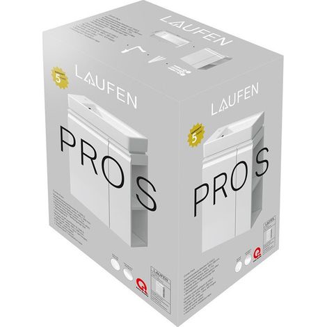 Lave-mains LAUFEN PRO S avec meuble sous-vasque blanc mat, banc trou pour robinet LAUFEN à droite