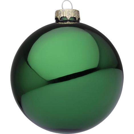 Palline per albero di Natale in vetro decorate color Verde Allegro Lucido -4 sfere da 10 cm